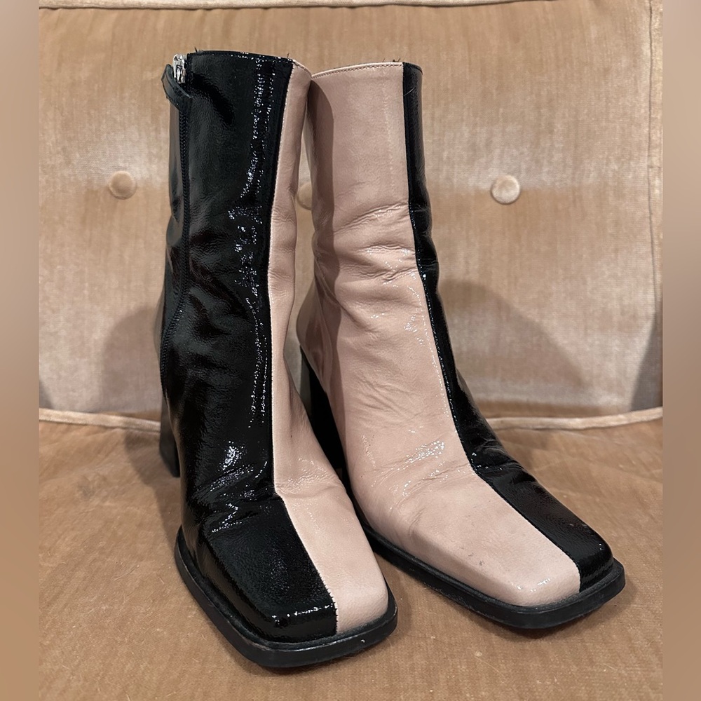 Alohas Split Color Patent Leather Boots